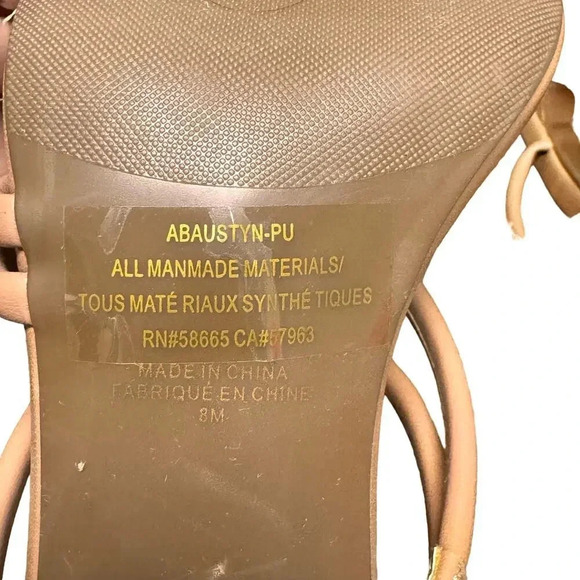 New! ABound Austyn Strappy Sandal Tan Beige Chunky Slip-On Heels Women's 8 - Picture 9 of 11